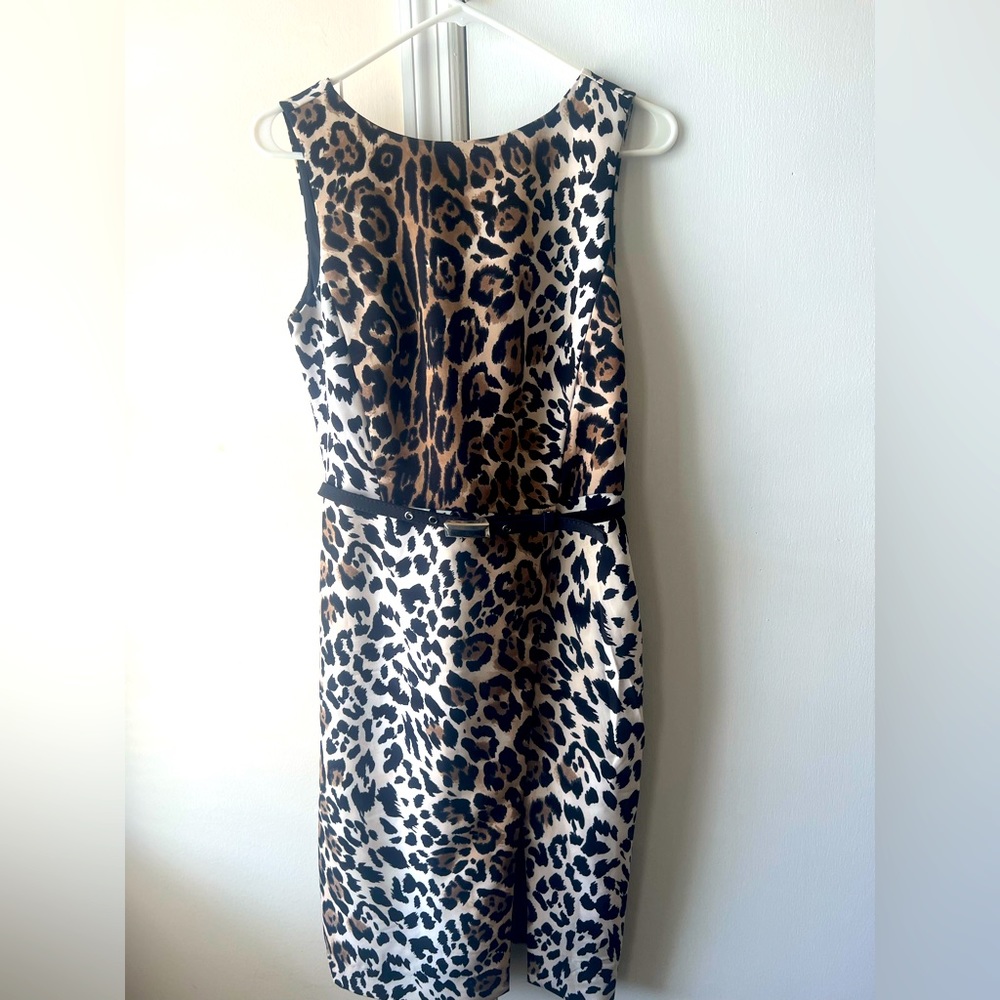 Leopard print dress with split in front